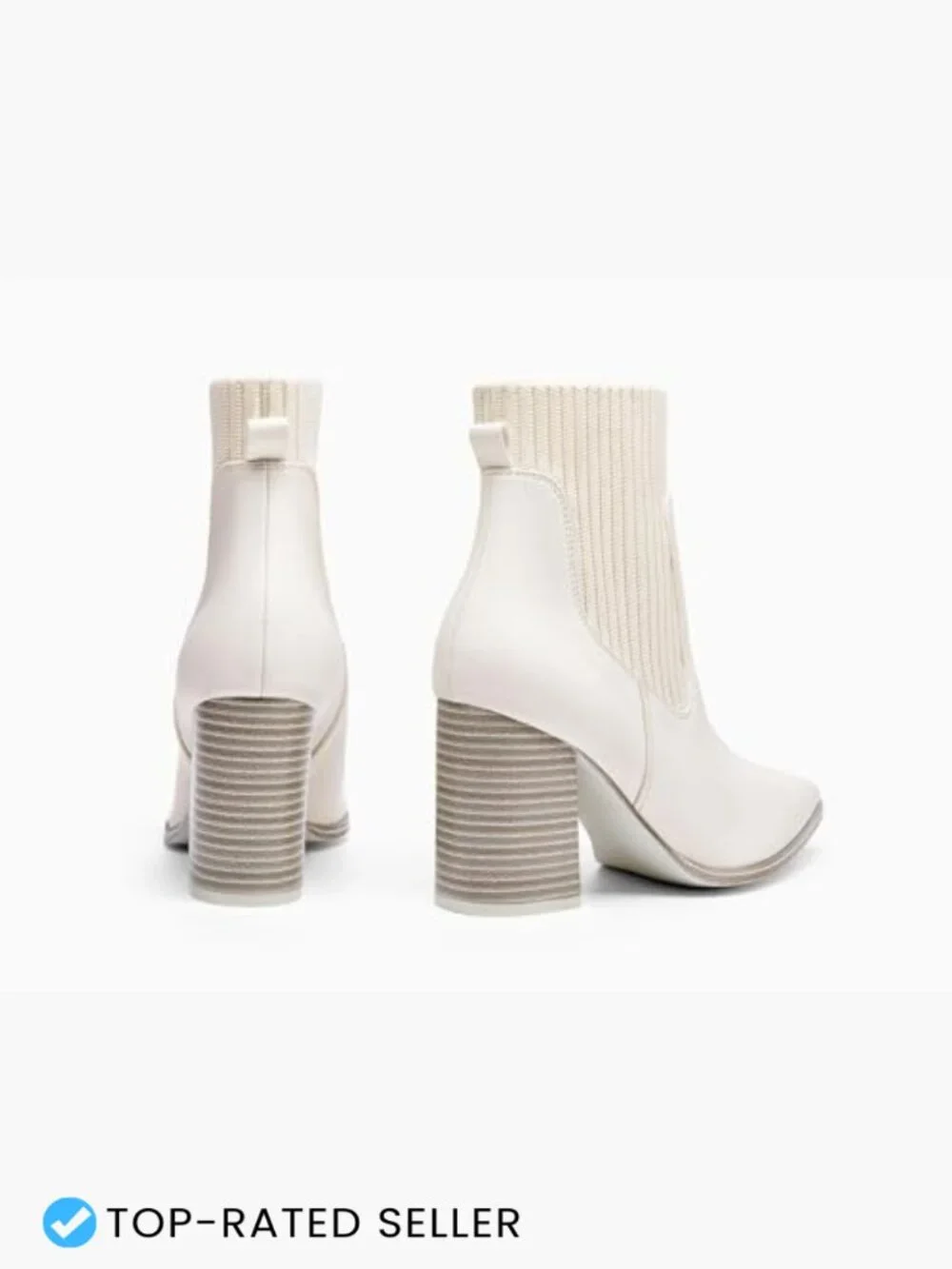 Pointed Toe Chunky Heel Knit Sock Booties Ankle Boots Chelsea Winter Dress Shoes